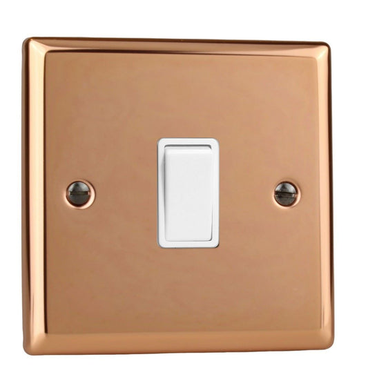 Varilight 1-Gang 10A 1- or 2-Way Rocker Switch in Urban Polished Copper w/ White Rocker