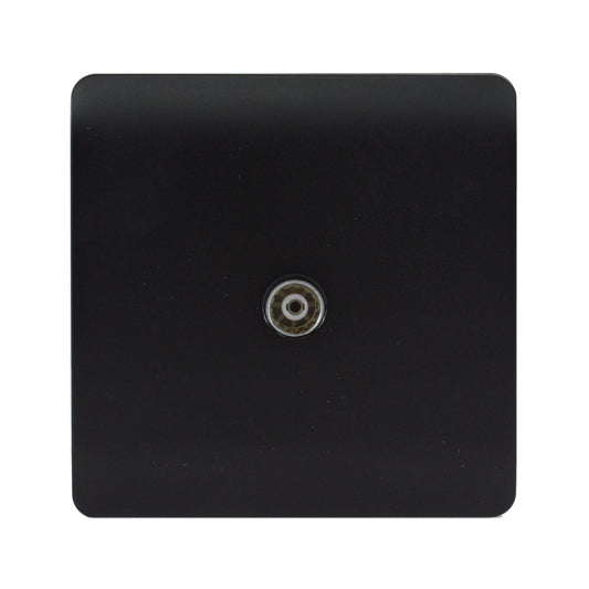 Trendi Artistic Modern Glossy  TV Socket Matt Black Soft Touch - ART-TVSSTB