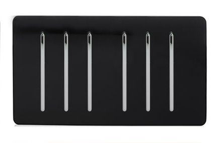 Trendi  6 Gang 2 Way Rocker Double Plate Light Switch in Black - ART-SS66BK