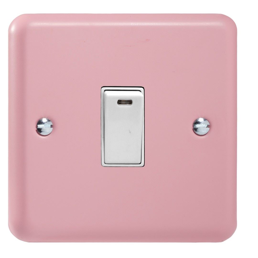 Varilight Pastel 1 Gang 20A Double Pole Rocker Light Switch + Neon Indicator Light Rose Pink XY20NW.