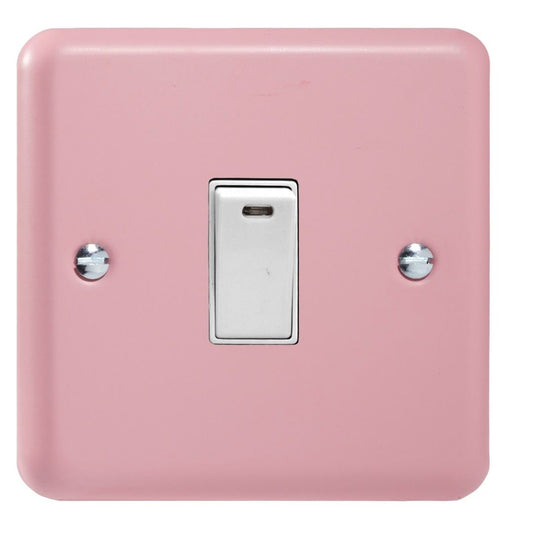 Varilight Pastel 1 Gang 20A Double Pole Rocker Light Switch + Neon Indicator Light Rose Pink XY20NW.