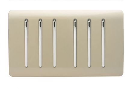 Trendi  6 Gang 2 Way Rocker Gold Double Plate Light Switch in Gold - ART-SS66GO