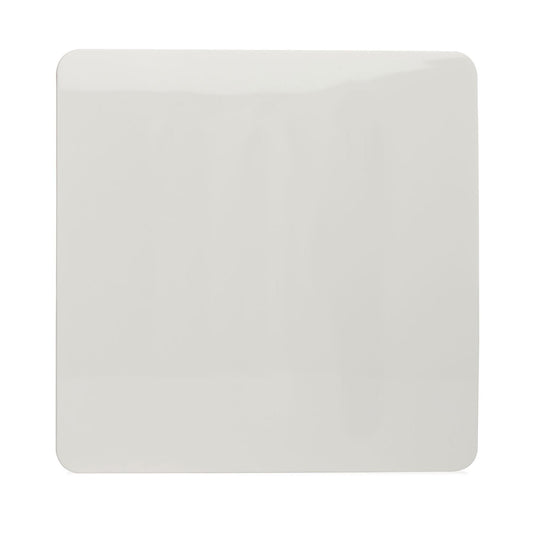 Trendi Switch Artistic Modern Glossy Decorative Screwless Standard Single Wall Blanking Plate for Electrical Sockets, Outlet with Screws in Ice White - ART-BLKWH