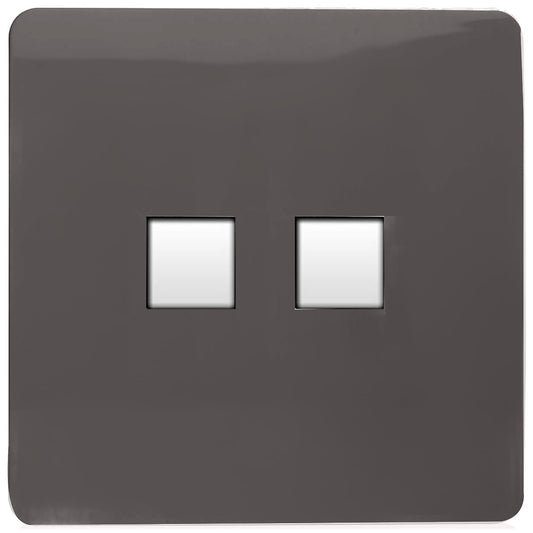 Trendi Artistic Modern Glossy Tactile Telephone Socket + Cat 5e&Cat 6 RJ45 PC Socket Dark Brown