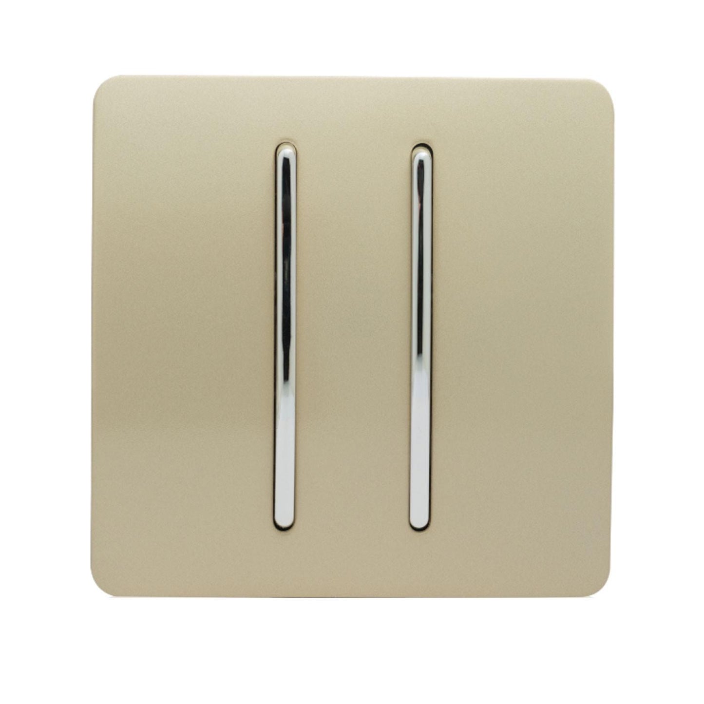 Trendi 2 Gang 3 Way Intermediate Artistic Modern Glossy 10 Amp Rocker Light Switch Gold
