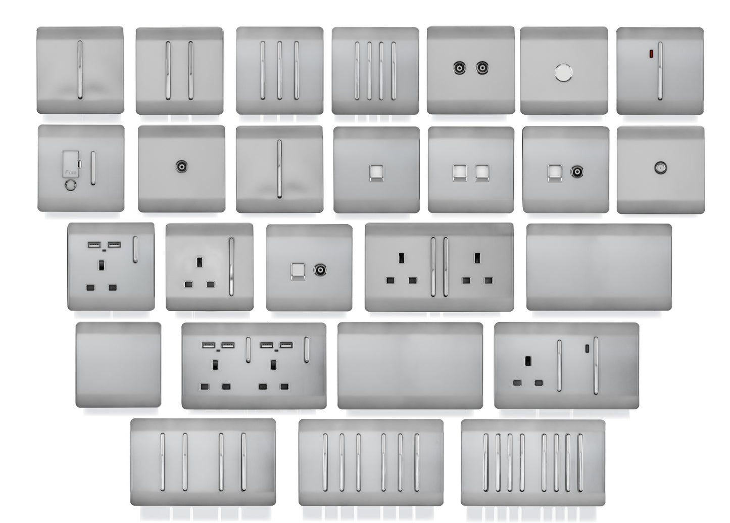 Trendi Artistic Modern Glossy Tactile 2 Gang Telephone Socket Stainless Steel