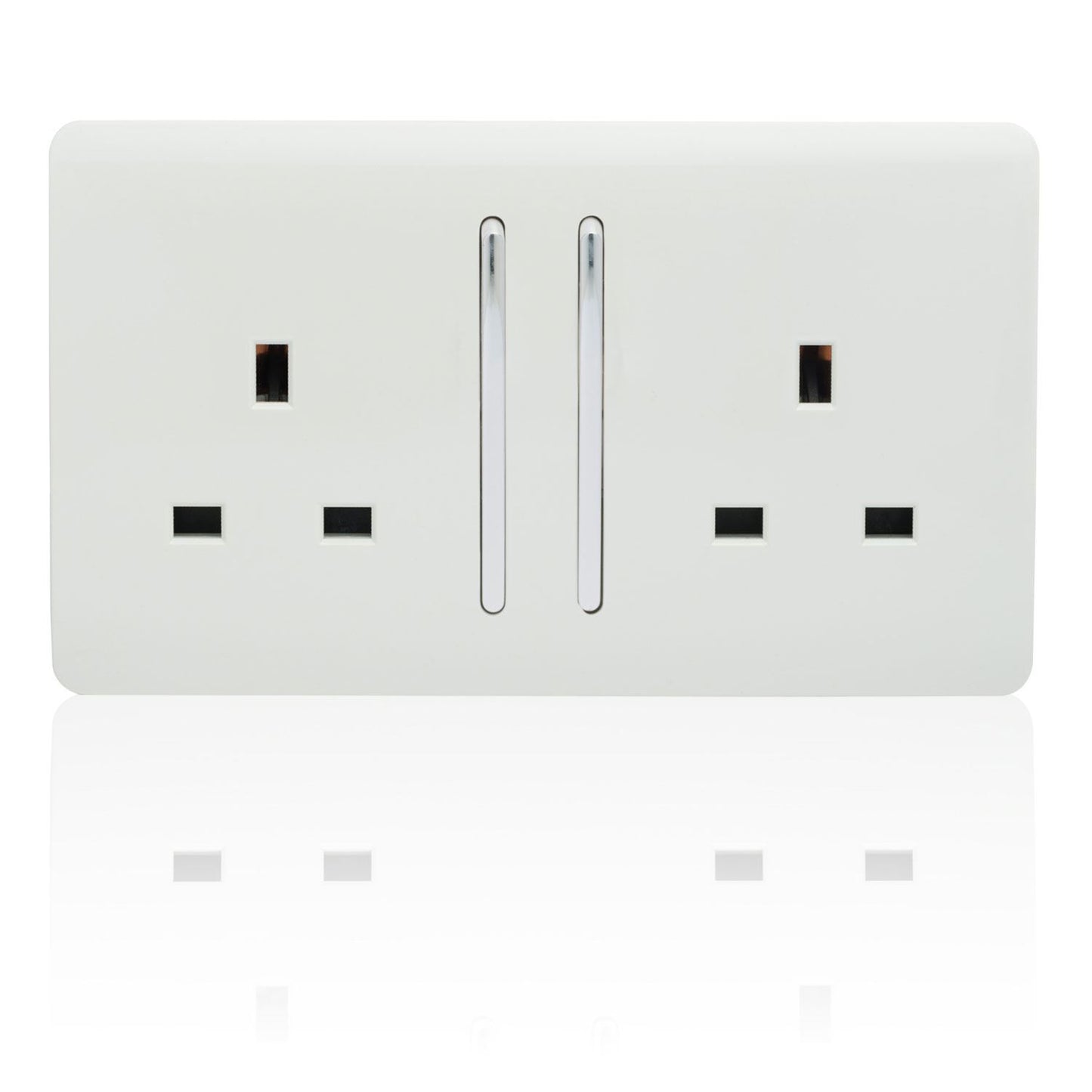 Trendi 2 Gang Artistic Modern 13 Amp Switched Plug Socket White ART-SKT213LWH