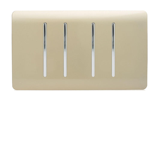 Trendi 4 Gang (2 Way & 2xIntermediate) Glossy 10 Amp Rocker Light Switch Gold