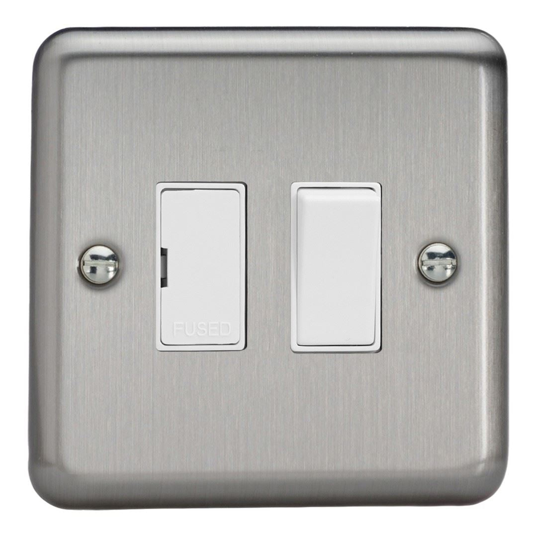 Varilight 13A Switched Fused Spur Matt Chrome White Insert XS6W