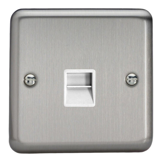Varilight 1 Gang BT Telephone Master Socket Matt Chrome Finish White Insert XSTMW