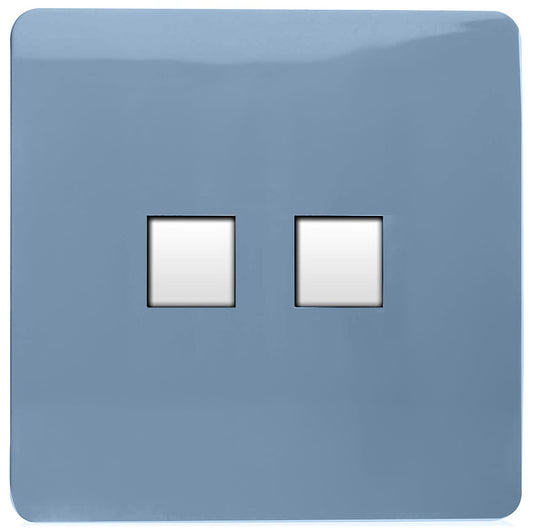 Trendi Artistic Modern Glossy Tactile 2 Gang Telephone Socket Sky