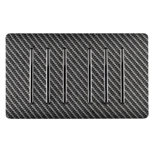 Trendi Switch 6 Gang 1 or 2 Way Modern Designer Light Switch in Carbon Fibre