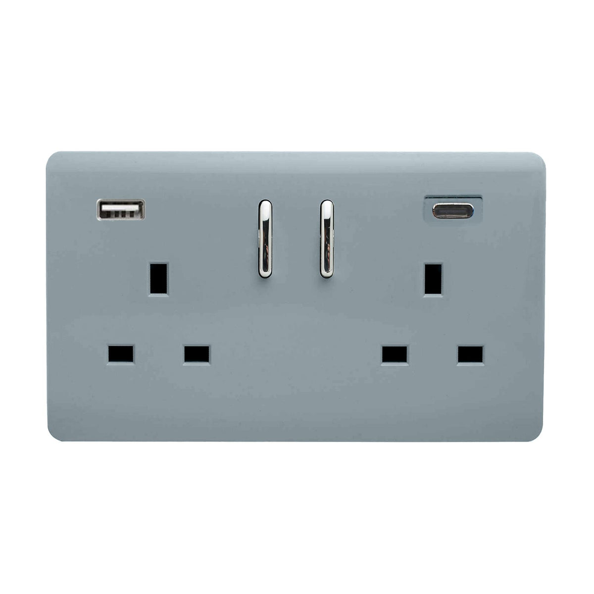 Trendi Trendi 2 Gang Artistic Modern Glossy 13 Amp 2 x Type A & C 3.1A USB Sw ...