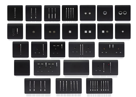 Trendi 2 Gang Artistic Modern Glossy Tactile Home Automation Switch Matt Black