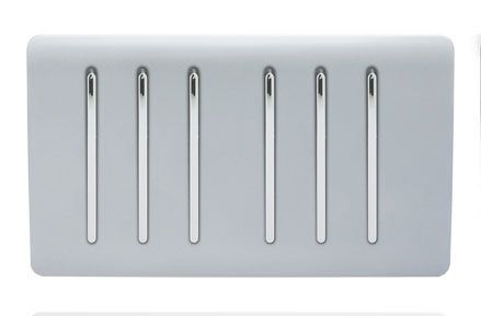 Trendi  6 Gang 2 Way Rocker Double Plate Light Switch in Silver - ART-SS66SI