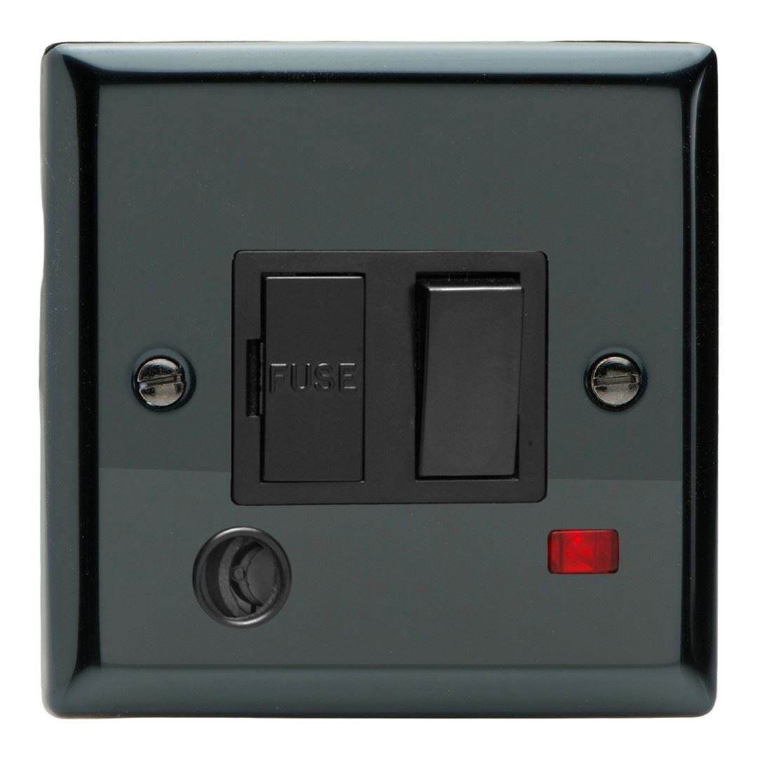 Varilight 13A Switched Fused Spur + Neon + Flex Outlet Iridium Black Black Insert XI6FONB