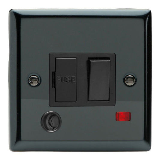 Varilight 13A Switched Fused Spur + Neon + Flex Outlet Iridium Black Black Insert XI6FONB