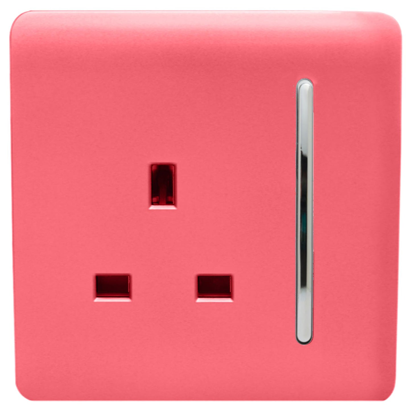 Trendi 1 Gang Artistic Modern Glossy 13 Amp Switched Tactile Plug Socket Strawberry