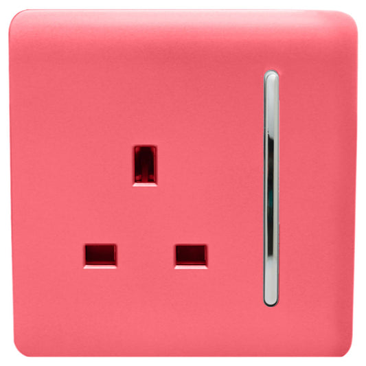 Trendi 1 Gang Artistic Modern Glossy 13 Amp Switched Tactile Plug Socket Strawberry