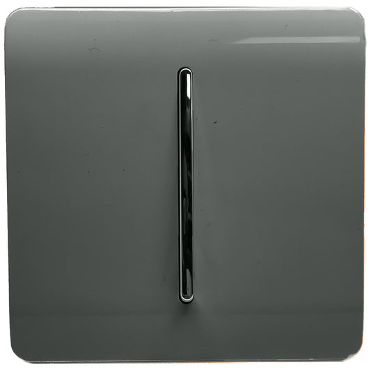 Trendi 1 Gang 2 Way 10 Amp Rocker Chrome Light Switch Glossy Charcoal