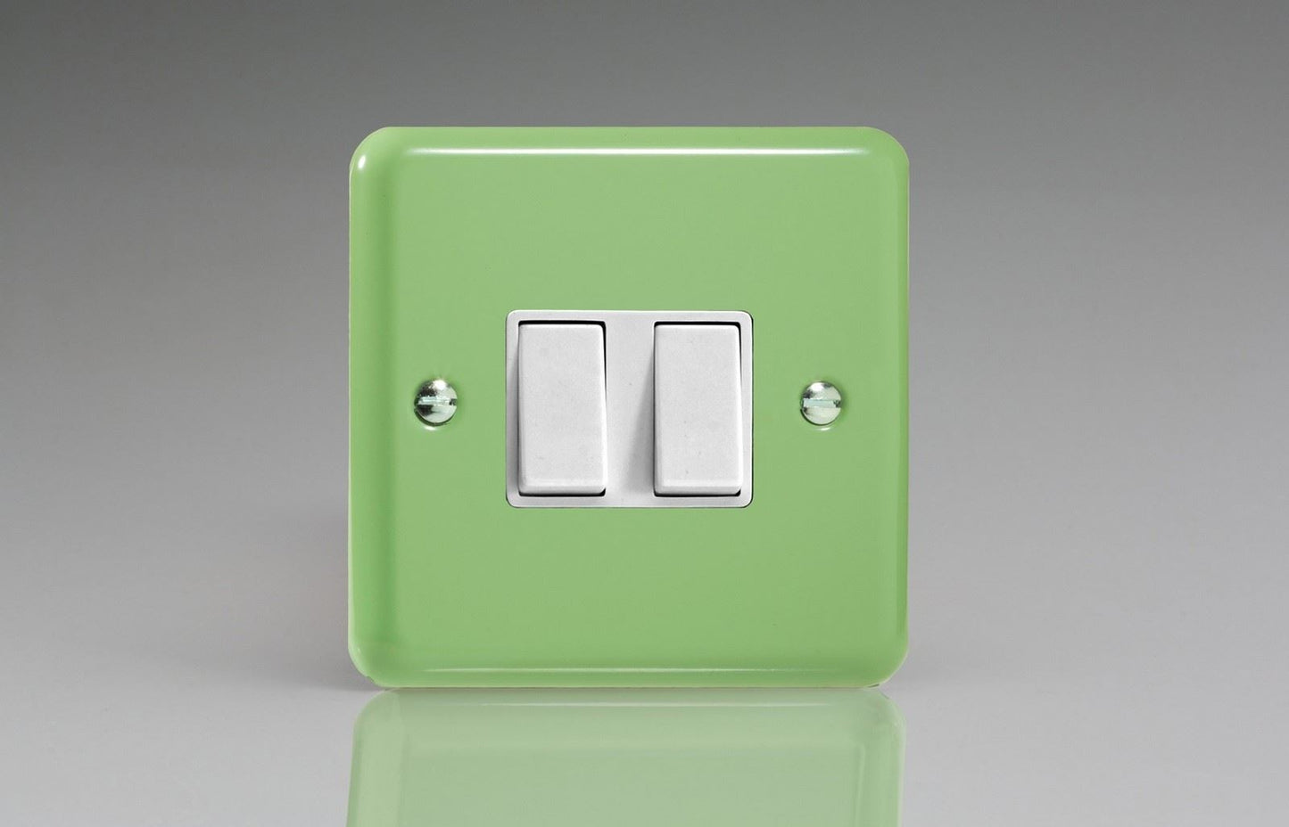 Varilight Pastel 2 Gang 10A 1 or 2 way Rocker Light Switch Beyrl Green XY2W.BG