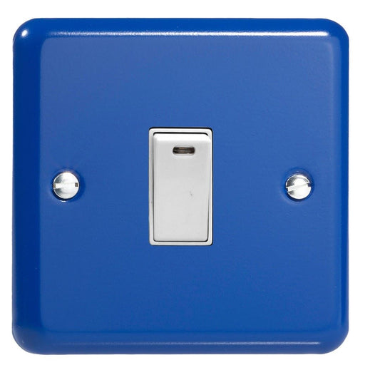 Varilight Lily 1 gang 20 Amp Heavy Duty Rocket switch Reflex Royal Blue with neon and white insert XY20NW.RB