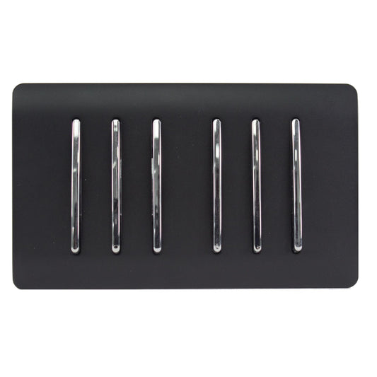 Trendi  6 Gang 2 Way Rocker Double Plate Light Switch in Matt Black