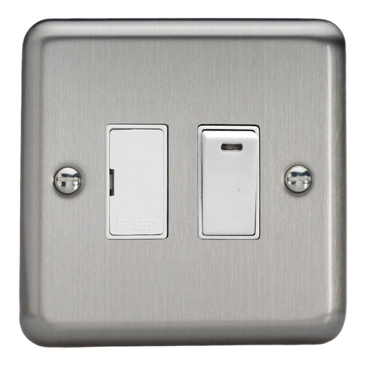 Varilight 13A Switched Fused Spur + Neon Matt Chrome White Insert XS6NW