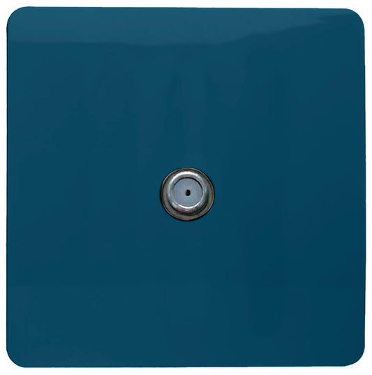 Trendi 1 Gang Artistic Modern Glossy Screwless Television Satellite Socket Midnight Blue