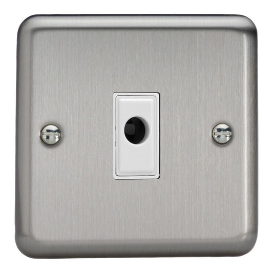 Varilight 1 Gang Flex Outlet Plate Matt Chrome Finish White Insert XSFOW
