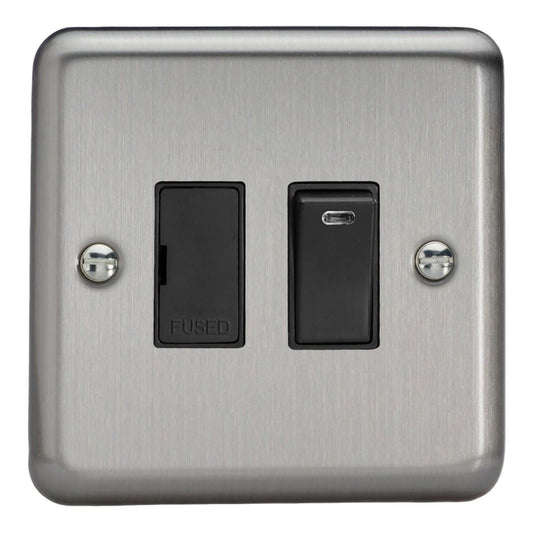 Varilight 13A Switched Fused Spur + Neon Matt Chrome Black Insert XS6NB