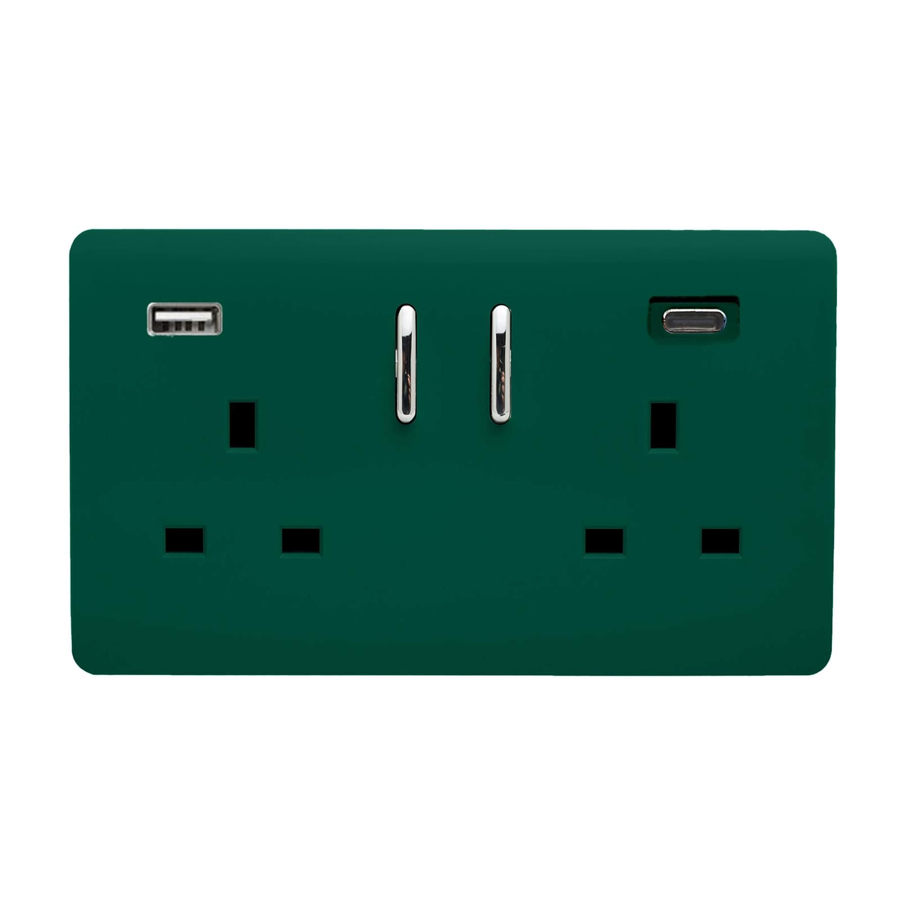 Trendi Trendi 2 Gang Artistic Modern Glossy 13 Amp 2 x Type A & C 3.1A USB Sw ...