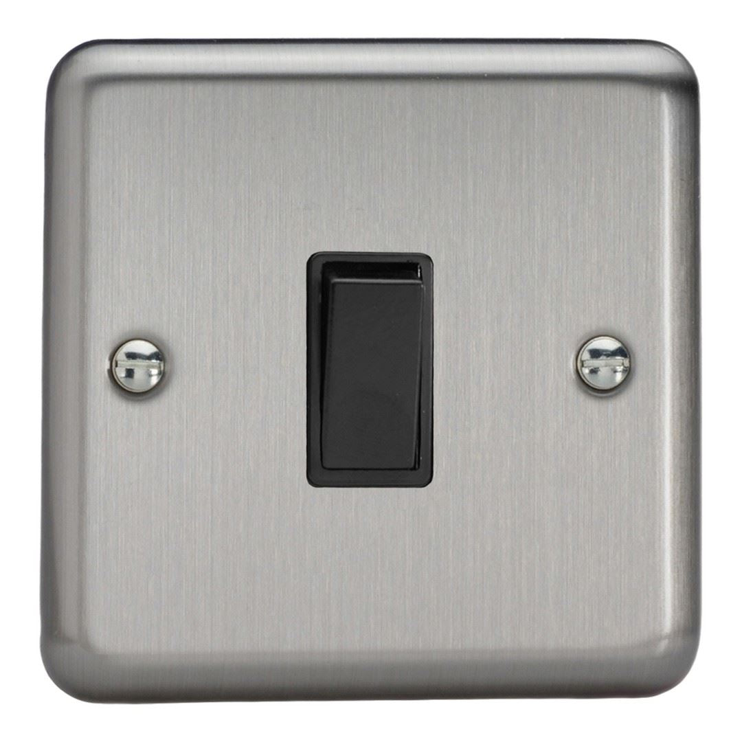 Varilight 1 Gang 1 or 2 Way 10A Rocker Light Switch Brushed Matt Chrome Black Insert XS1B