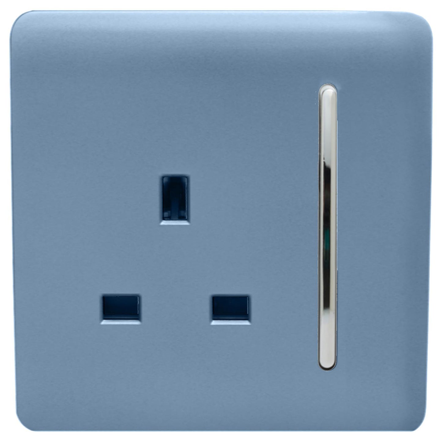 Trendi 1 Gang Artistic Modern Glossy 13 Amp Switched Tactile Plug Socket Sky