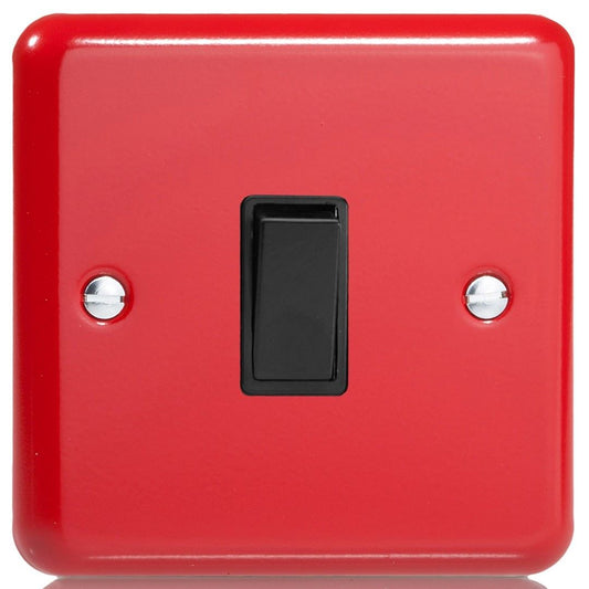Varilight 1 Gang 1 or 2 Way 10A Rocker Light Switch Pillarbox Red with Black Insert - XY1B.PR