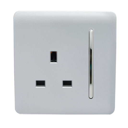 Trendi 1 Gang Artistic Modern 13 Amp Switched Plug Socket Silver ART-SKT13SI
