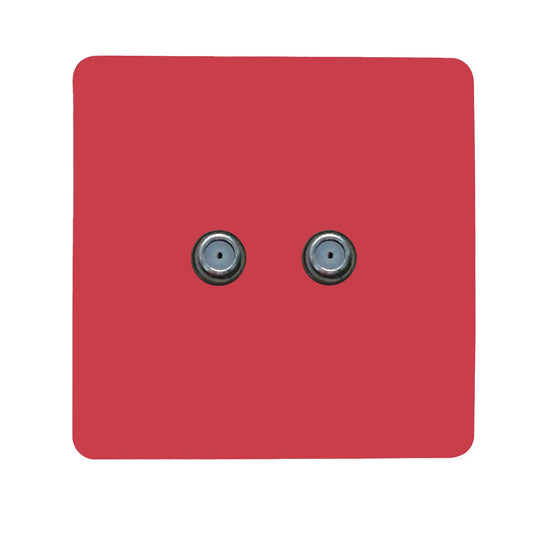 Trendi Switch 2 Gang Male F-Type Satellite Television Socket in Strawberry