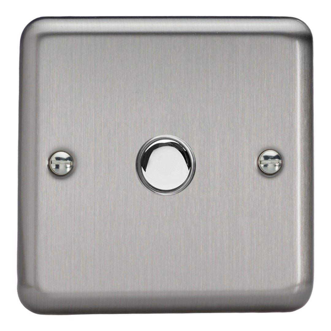 Varilight 1 Gang 6A 1 or 2 Way Push on/off Impulse Switch Matt Chrome XSP1