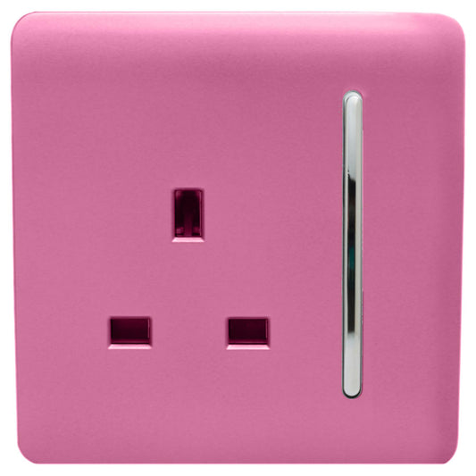 Trendi 1 Gang Artistic Modern Glossy 13 Amp Switched Tactile Plug Socket Pink