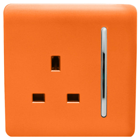 Trendi 1 Gang Artistic Modern Glossy 13 Amp Switched Tactile Plug Socket Orange