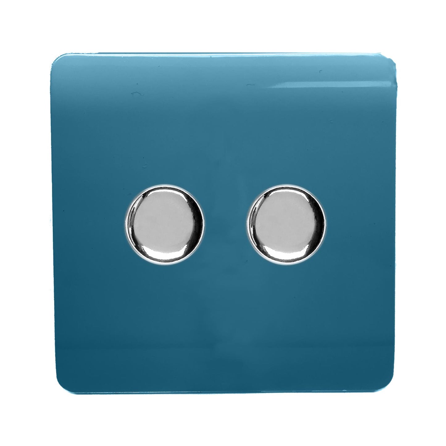 Trendi Artistic Modern Glossy Tactile 2 Gang 2 Way 150w  LED Dimmer switch Ocean Blue