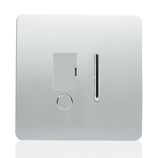 Trendi Switch Screwless Artistic Modern Glossy Tactile 230V Switched 13 A Single Fused Spur Connection Unit with Flex Outlet Chrome Rocker in Platinum Silver