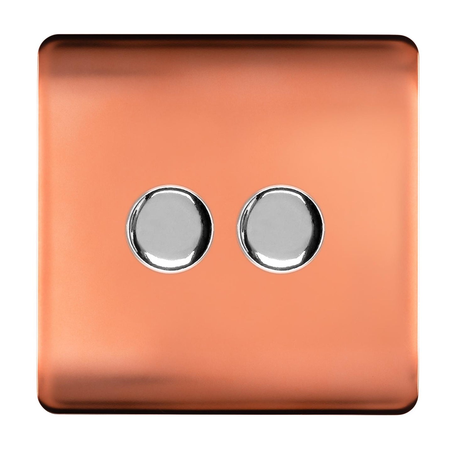 Trendi Artistic Modern Glossy Tactile 2 Gang 2 Way 150w  LED Dimmer switch Copper