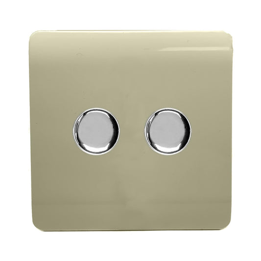 Trendi Artistic Modern Glossy Tactile 2 Gang 2 Way 150w LED Dimmer switch Gold