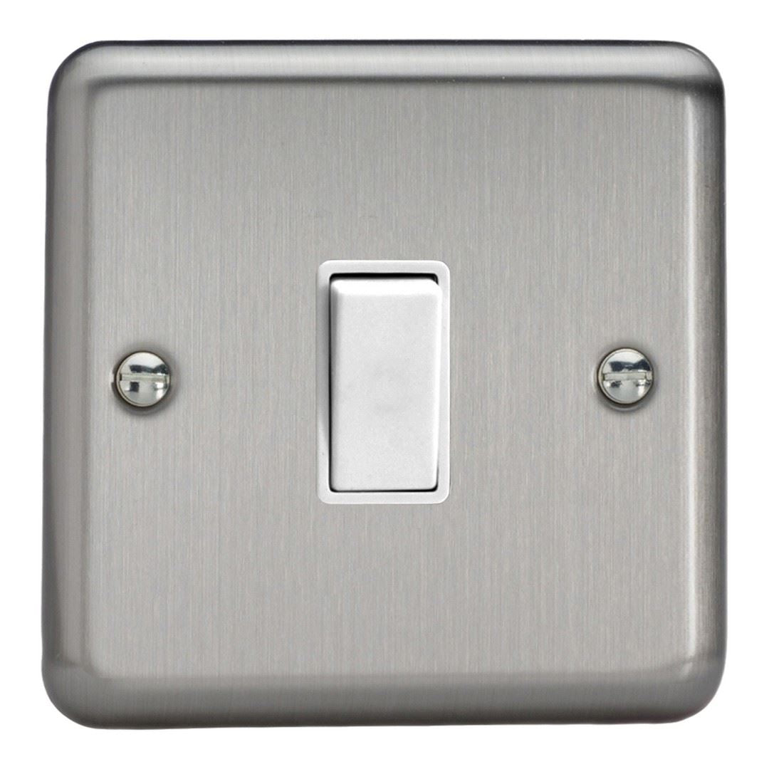 Varilight 1 Gang 1 or 2 Way 10A Rocker Light Switch Brushed Matt Chrome White Insert XS1W