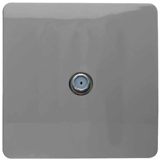Trendi 1 Gang Artistic Modern Glossy Screwless Television Satellite Socket Light Grey