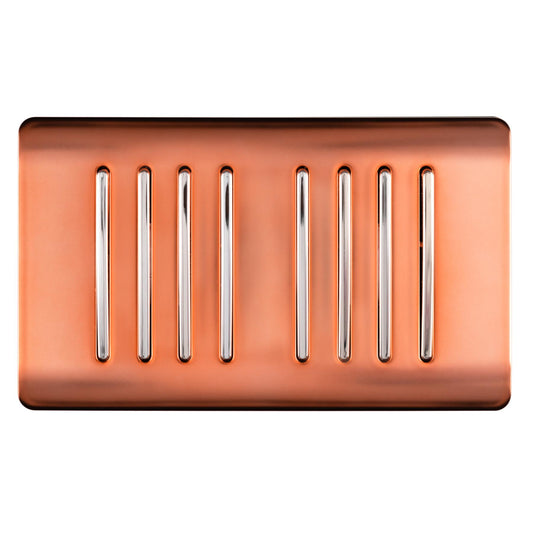Trendi 8 Gang 2 way 240V Screwless Raised Front Twin Plate Plastic Artistic Modern Glossy 10 Amp Chrome Rocker Quad Electrical Wall Light Switch in Copper - ART-SS88CPR