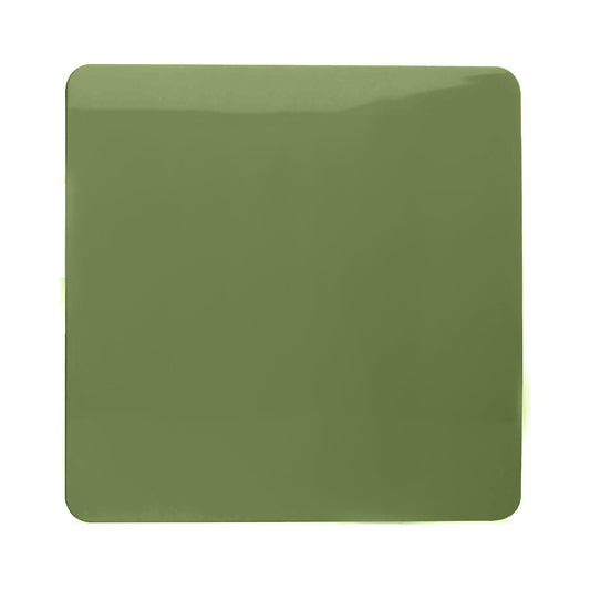 Trendi Switch Artistic Modern Glossy Decorative Screwless Standard Single Wall Blanking Plate for Electrical Sockets, Outlet with Screws in Moss Green - ART-BLKMG
