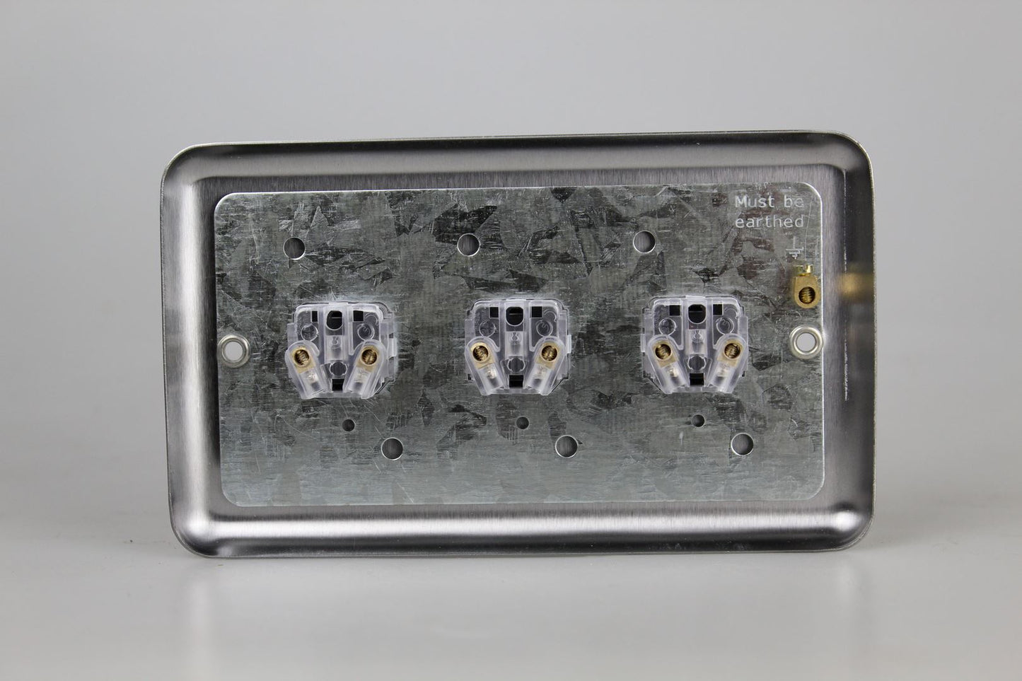 Varilight 3-Gang 6A 1-Way Push-to-Make Momentary Switch in Standard plate Matt Chrome - XSM3