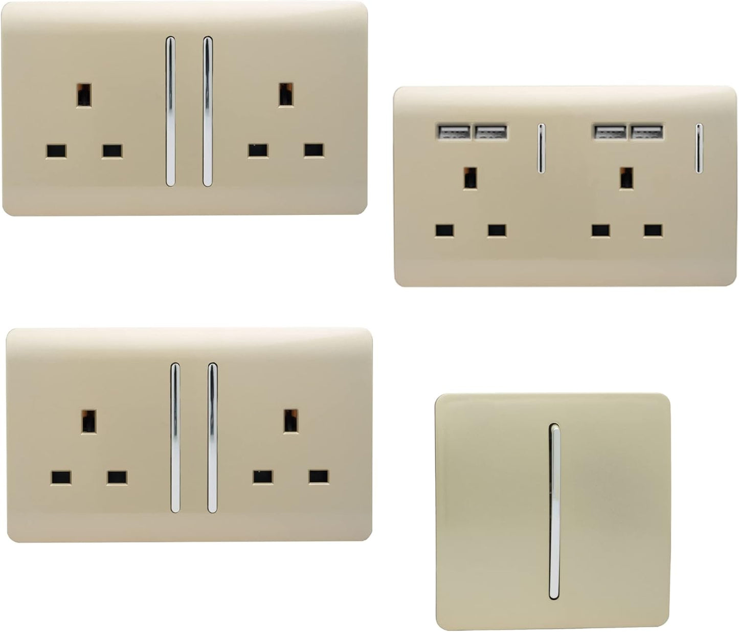 Trendi Switch Artistic Modern Glossy Switches & Sockets Conservatory/Garden Room Trade/Multi Buy Room Pack in Champagne Gold